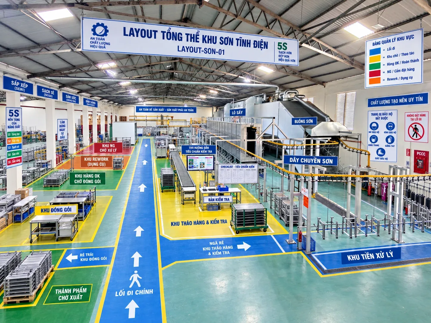 Hệ thống dây chuyền sơn trong tư liệu VNP